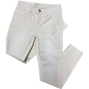 7 Seven for All Mankind Beige Slim Straight Crop Raw Hem Jeans High Rise Sz 4